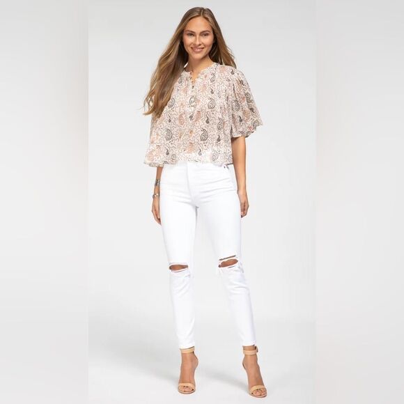 RE/DONE 90s High‎ Rise Ankle Crop White Destroy Size 28 NWT